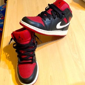 Jordan youth size 4.5 black/red/white